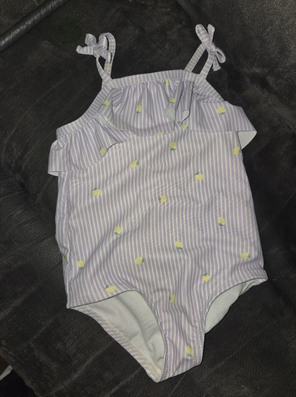 Carter's Lilac Striped One-Piece Swimsuit with Yellow Lemon Dots